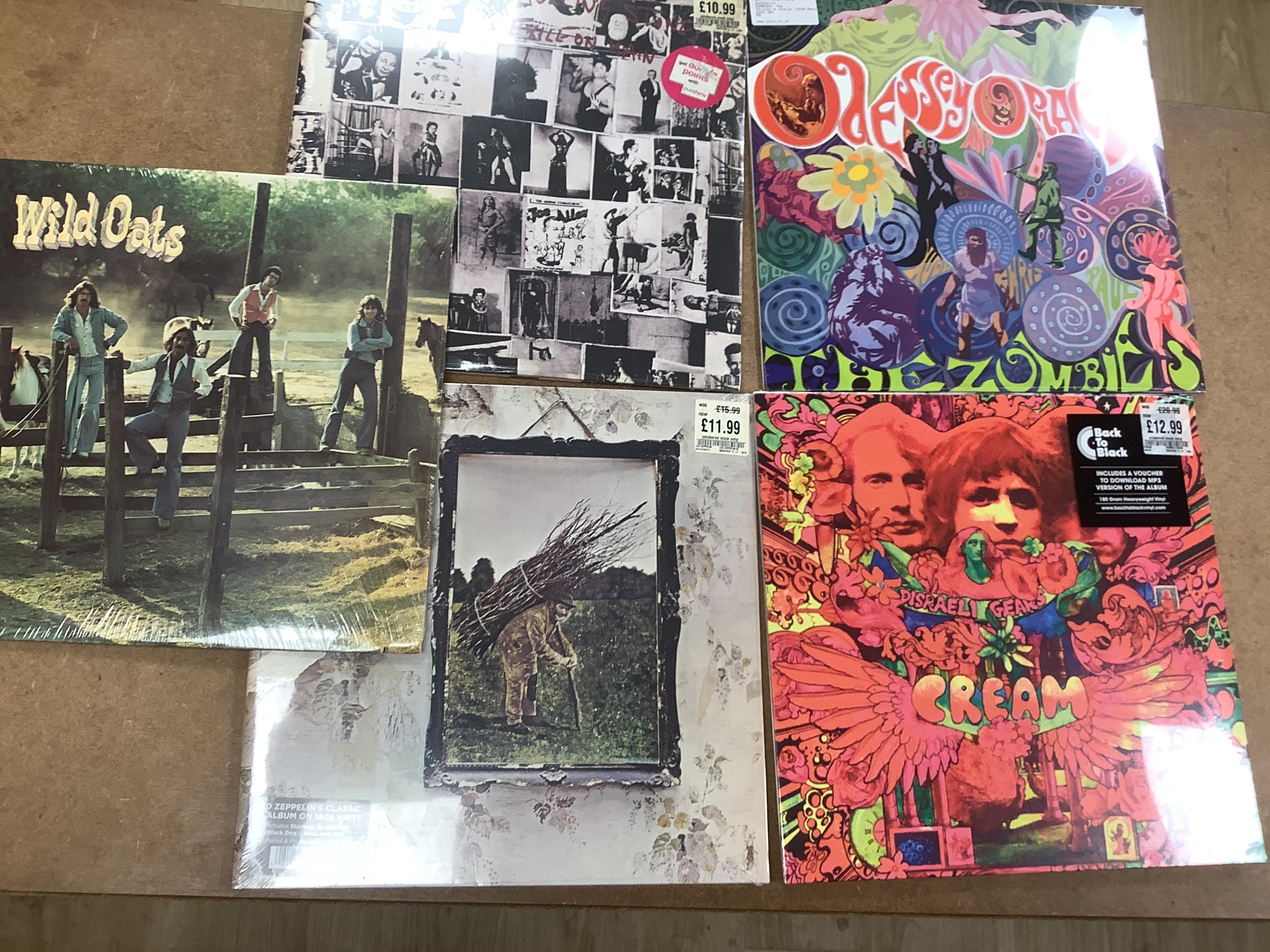 Nineteen sealed album re pressings, 1960’s & 1970’s rock to include The Beatles, David Bowie, Rolling Stones etc.